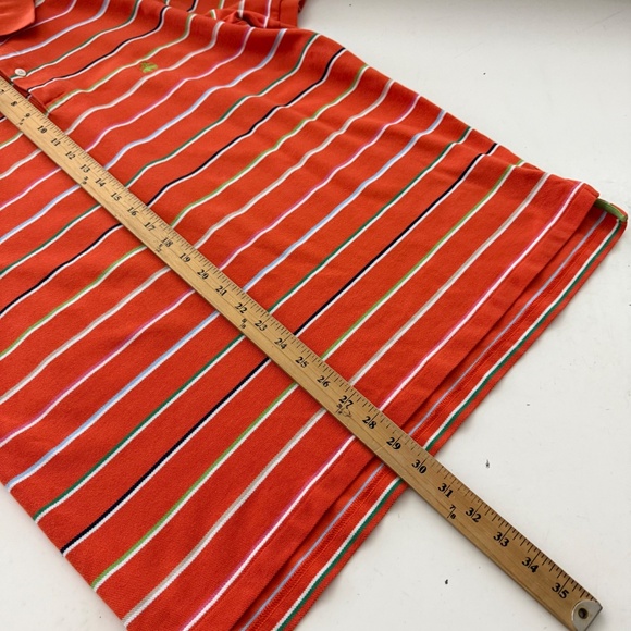 Brooks Brothers Performance Polo Orange Striped Logo Collared Shirt Mens XL SLIM - Picture 7 of 7